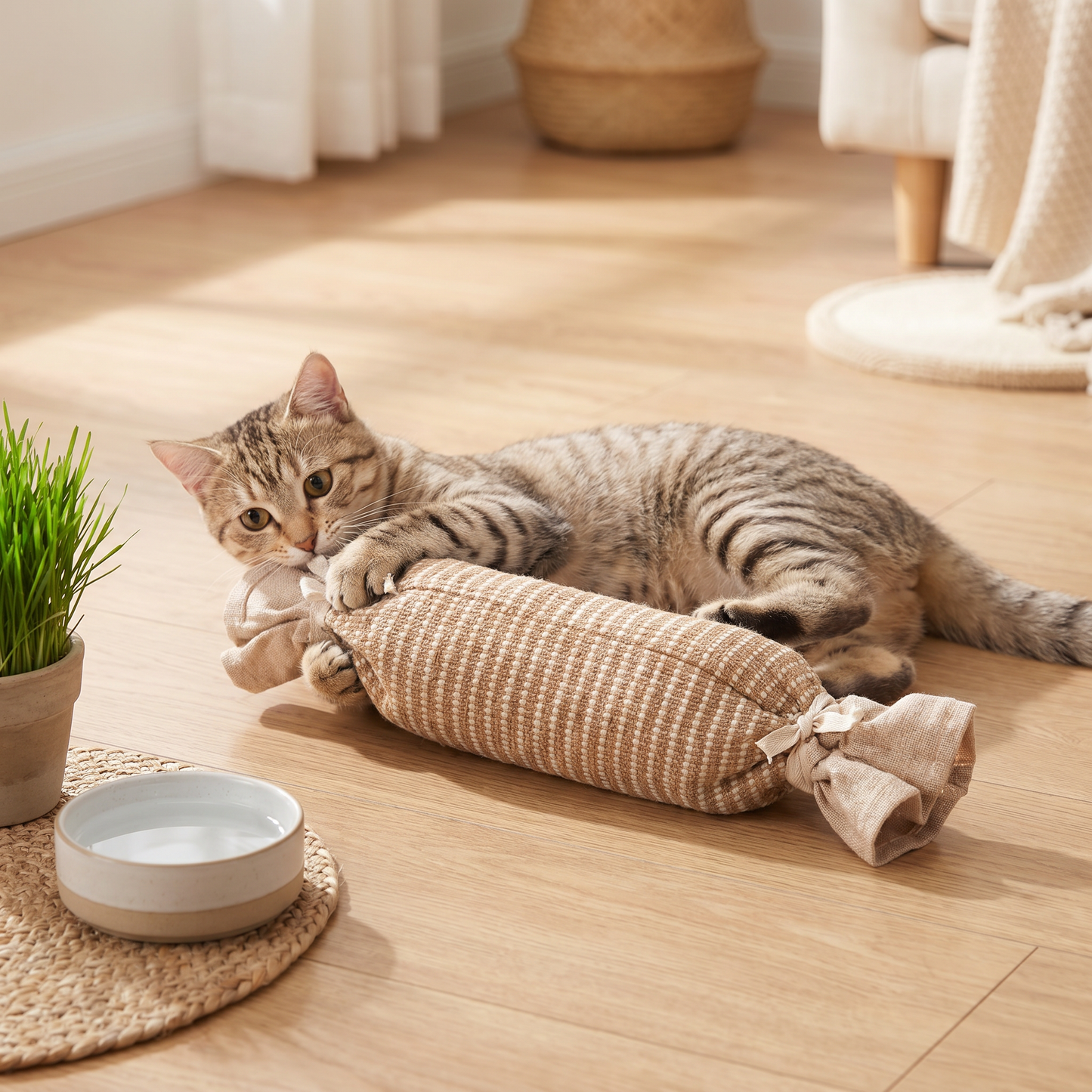 Eco-Friendly Catnip Jute Bag Toy for Cats – Durable Interactive Play Bag