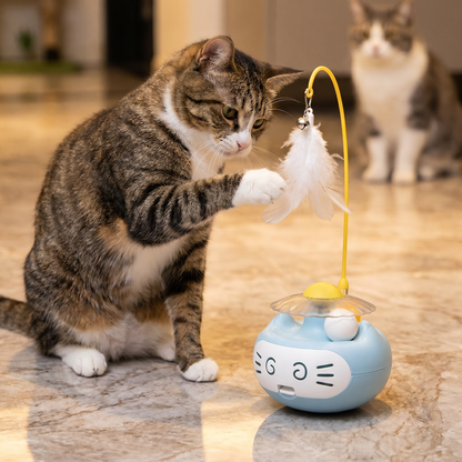 3in1 Interactive Catnip Cat Toy with Feather Wand & Bell