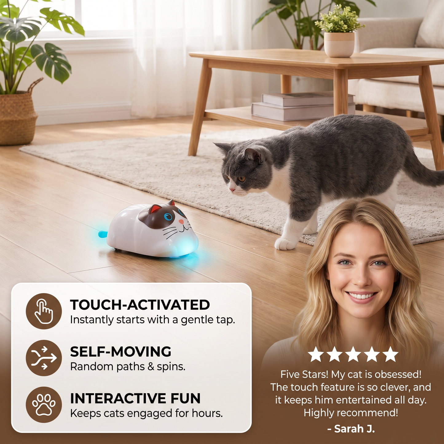 Touch-Activated Smart Cat Robot Toy