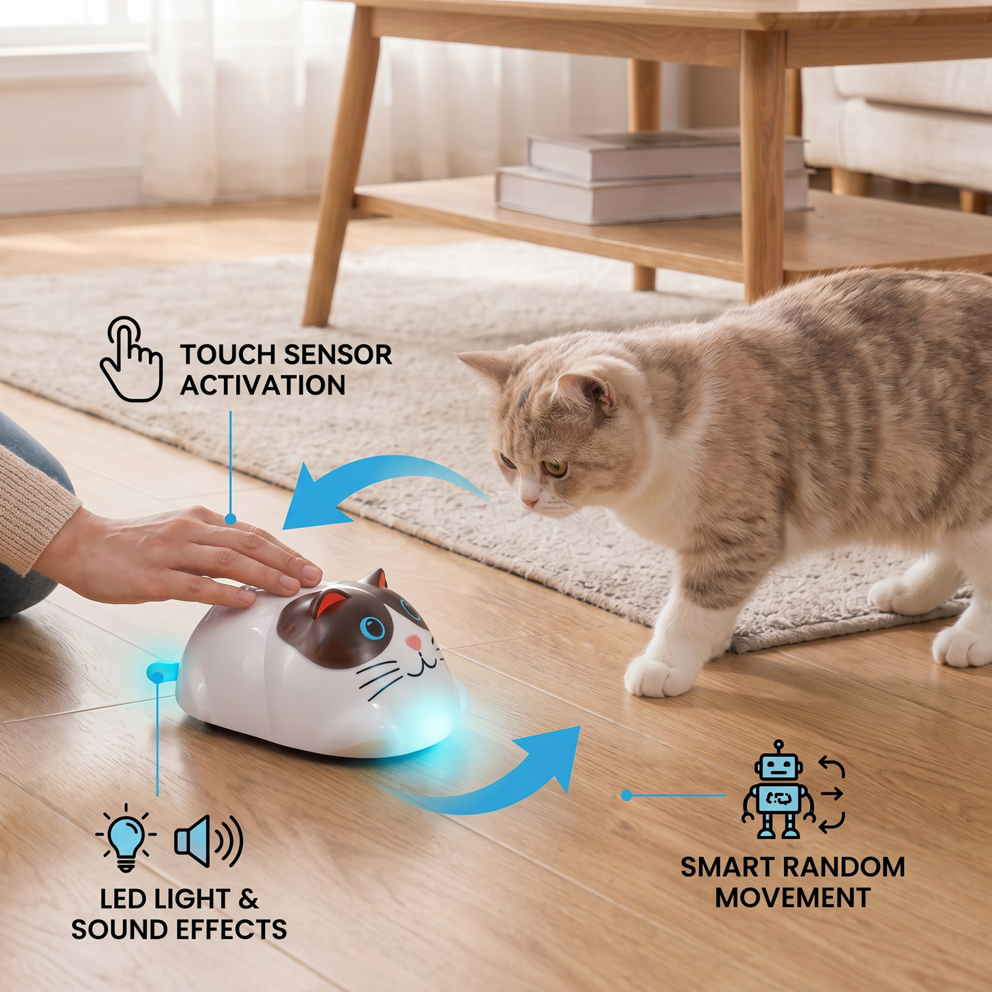 Touch-Activated Smart Cat Robot Toy