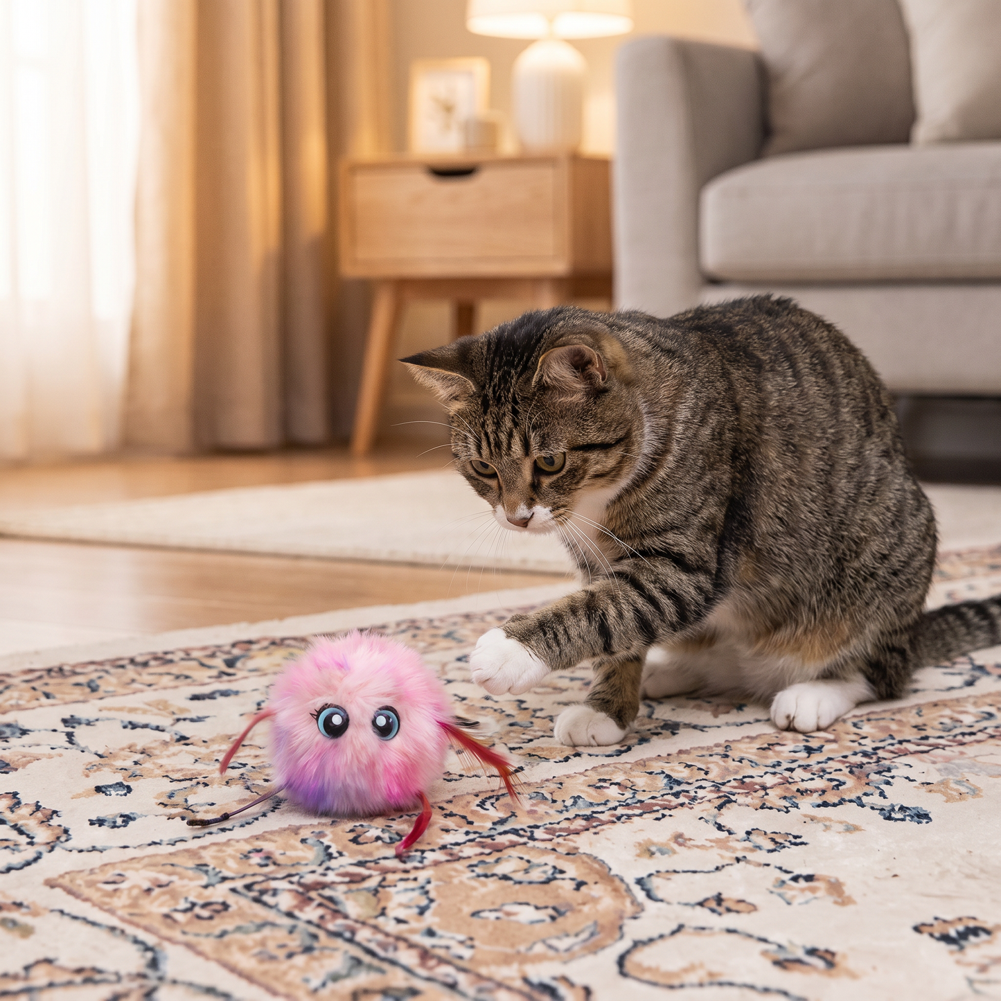 Cute Interactive Rolling Plush Cat toy
