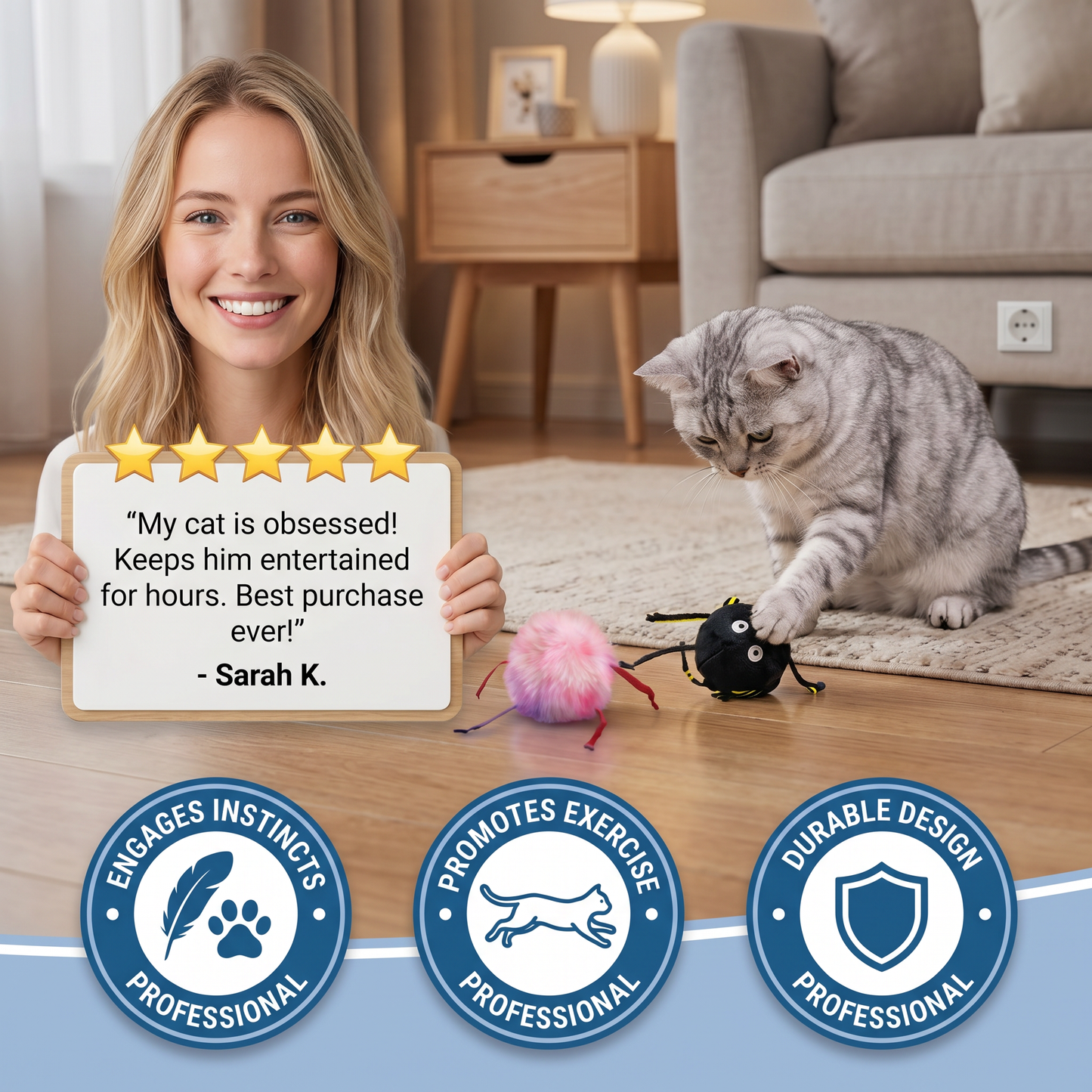 Cute Interactive Rolling Plush Cat toy