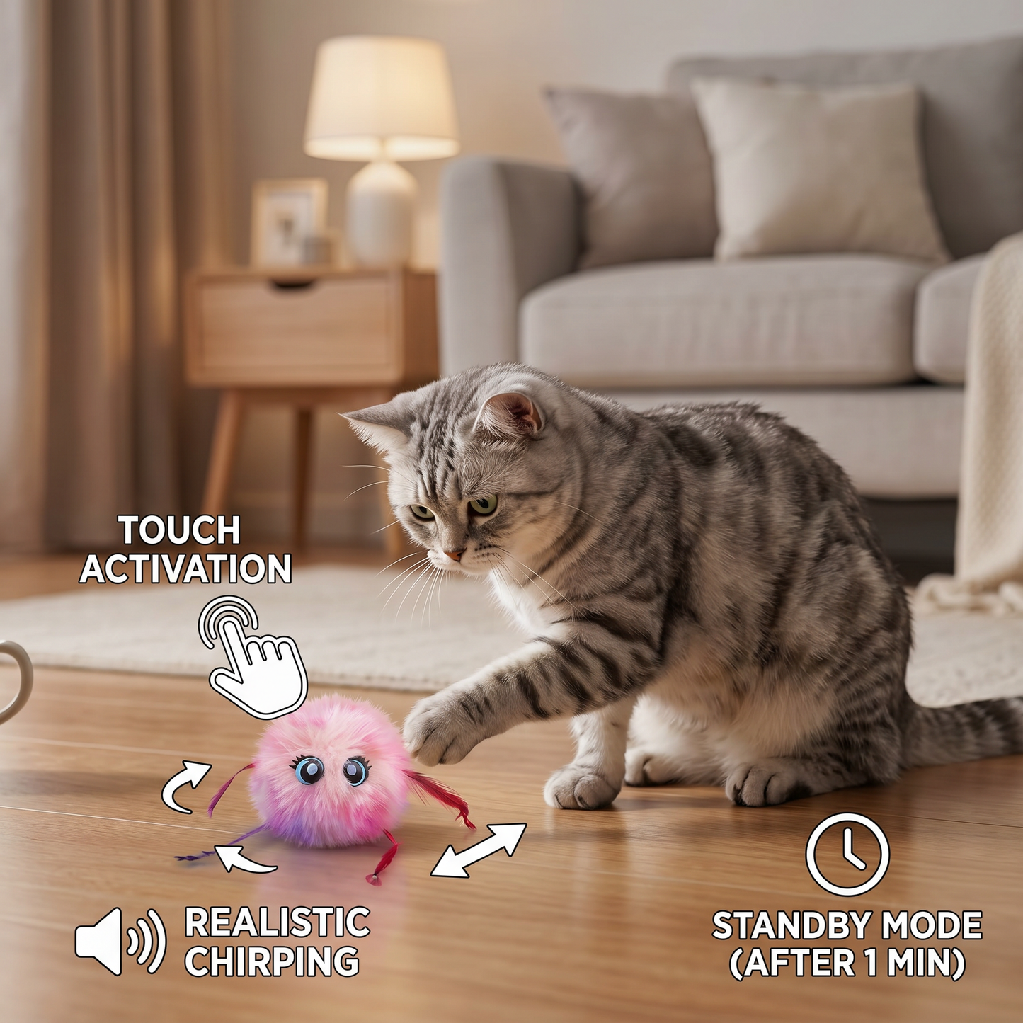 Cute Interactive Rolling Plush Cat toy
