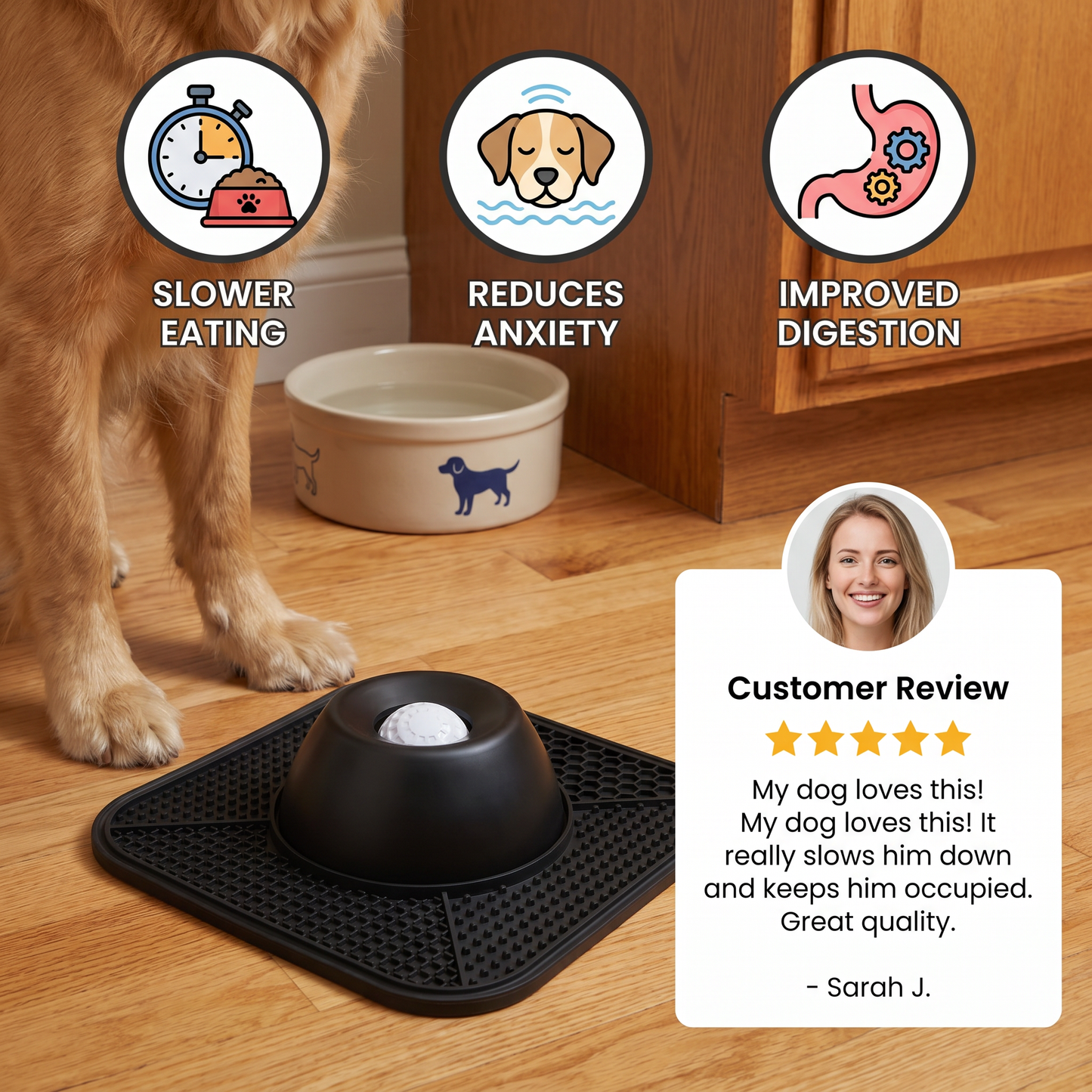 2in1 Slow Feeder Dog Bowl with Lick Mat