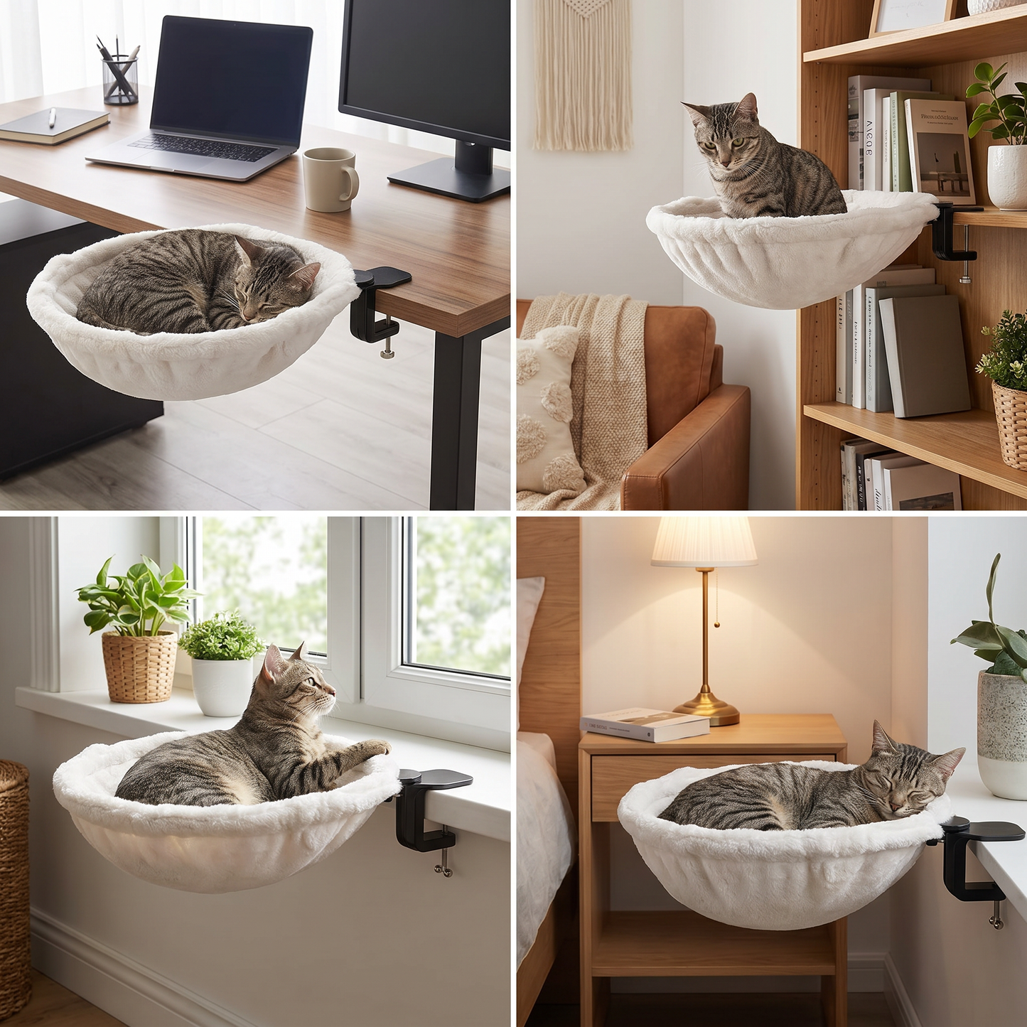 Premium Hanging Cat Hammock for Desks & Shelves