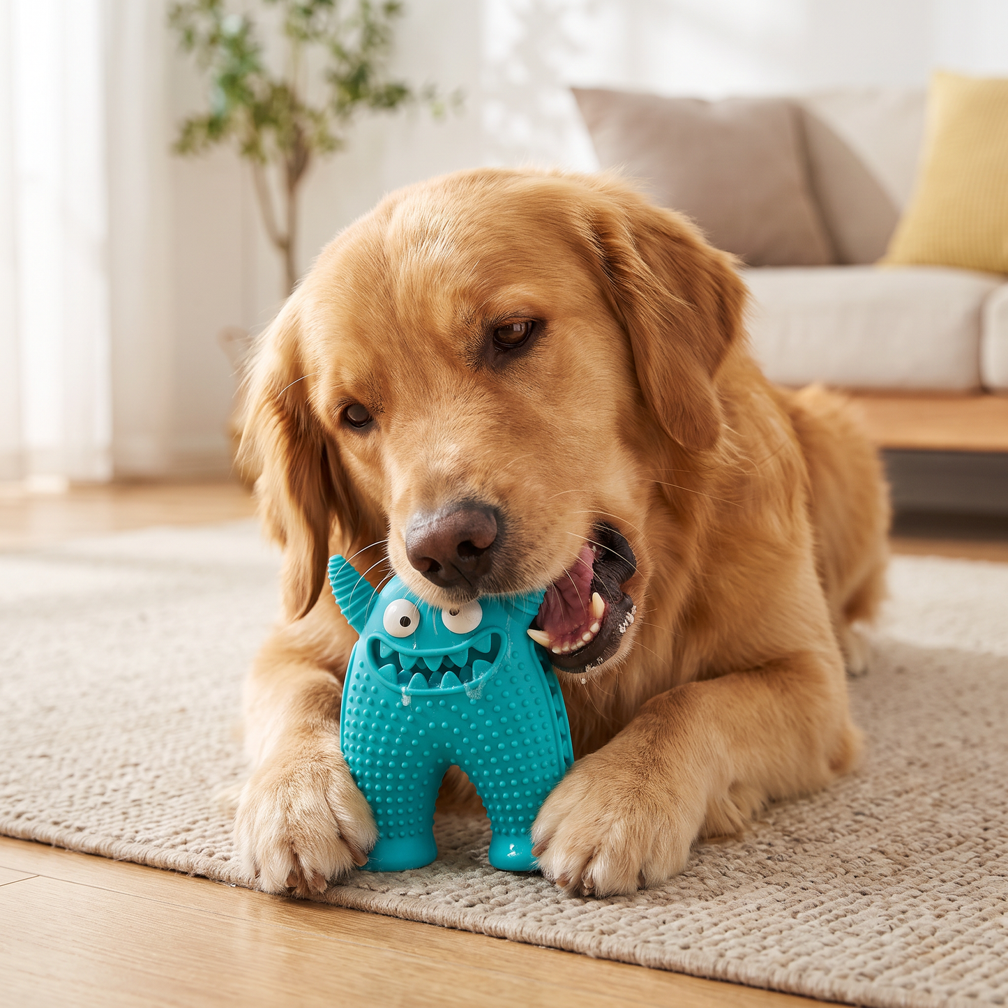 Durable Dog Dental Chew Toy – Tooth Cleaning Monster in Dog Colors