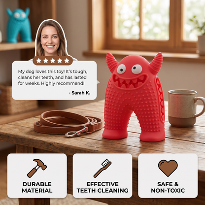 Durable Dog Dental Chew Toy – Tooth Cleaning Monster in Dog Colors