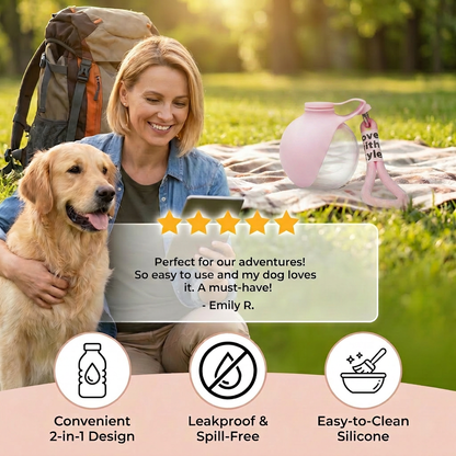 Sphere 2-in-1 Dog Water Bottle with Silicone Bowl – Leakproof Travel Bottle
