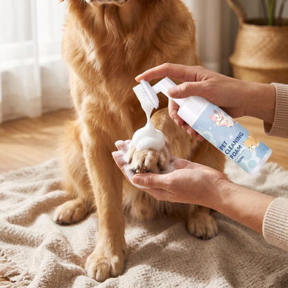 Gentle Waterless Paw Cleansing Foam with Brush for Dogs