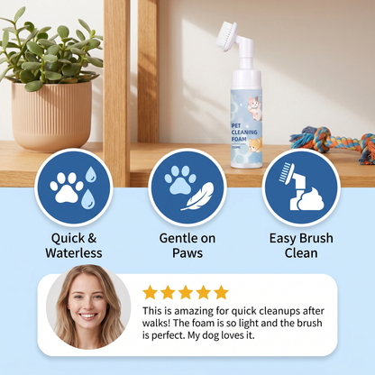 Gentle Waterless Paw Cleansing Foam with Brush for Dogs