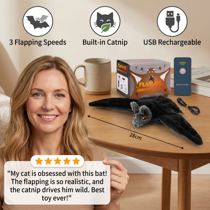 Touch—Activated Flapping Bat Dog Toy with Catnip