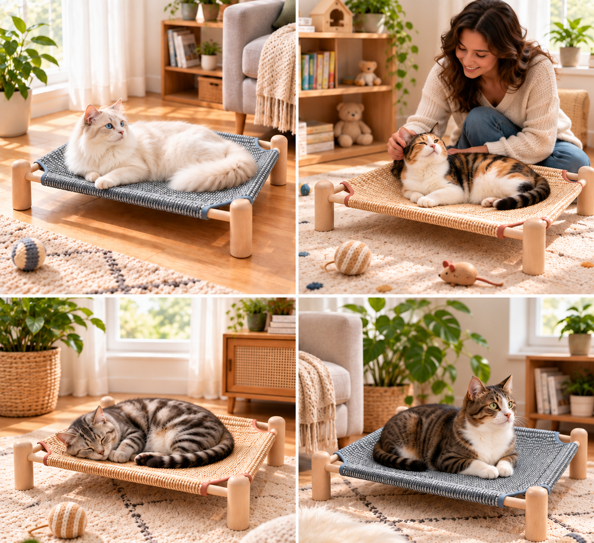 Wear-resistant detachable and durable cat pet sleeping bed with cat scratching board