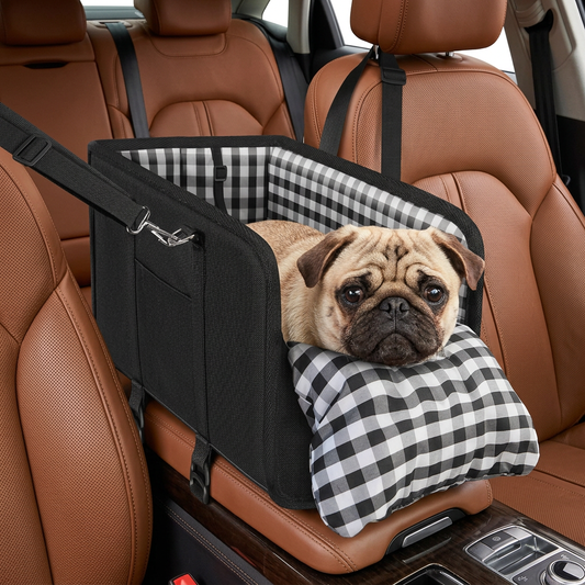 Safe Small Dog & Cat Car Travel Carrier with Safety Leash & Non-Slip Base