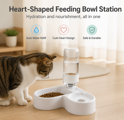 Heart-Shaped Feeding Bowl Station