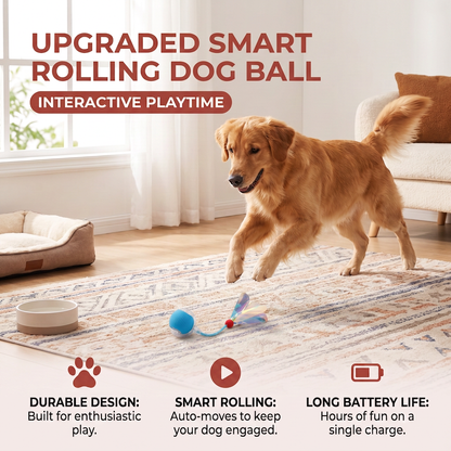 Upgraded Smart Rolling Dog Ball – Durable Interactive Toy with Mesh Tail