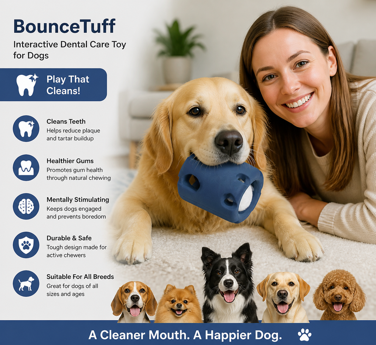 BounceTuff - Interactive Dental Care Toy for Dogs