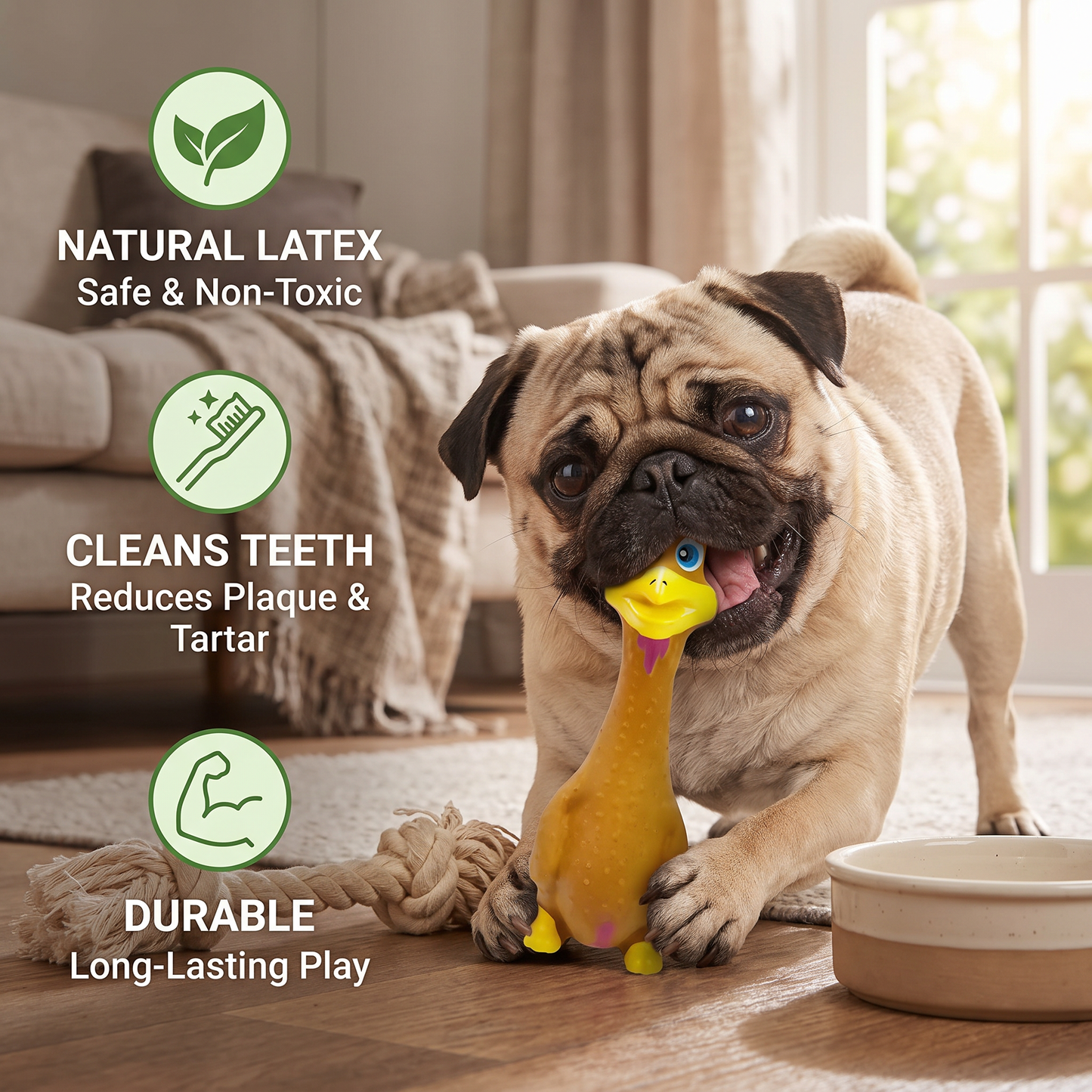 Durable Natural Latex Teeth Cleaning Dog Chew Toy
