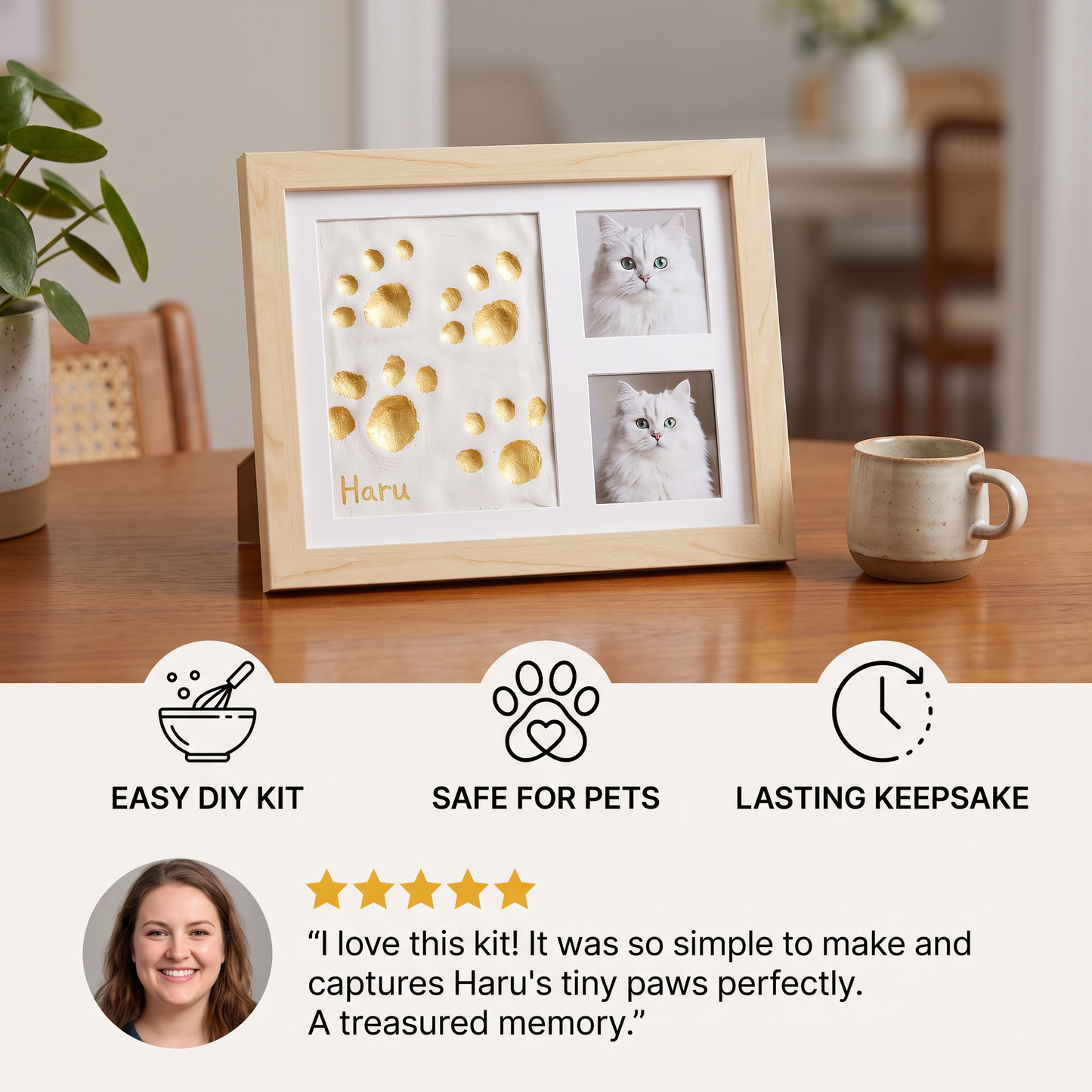 DIY Pet Paw Print Keepsake Frame Kit – Paw Impression & Photo Display