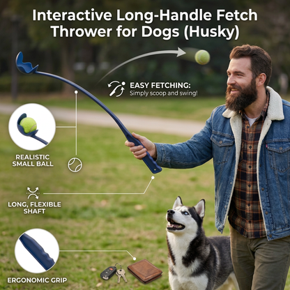 Interactive Tennis Ball Launcher for Dogs – Long-Handle Fetch Thrower