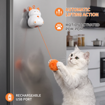 Interactive Rechargeable Cat Toy – Automatic Lifting Pom-Pom Teaser