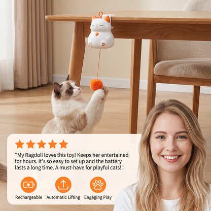Interactive Rechargeable Cat Toy – Automatic Lifting Pom-Pom Teaser