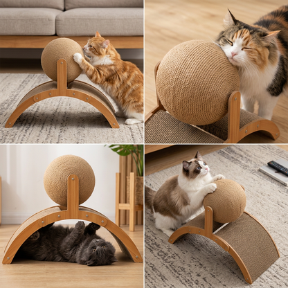 Interactive Ferris Wheel Cat Scratcher with Spinning Jute Ball