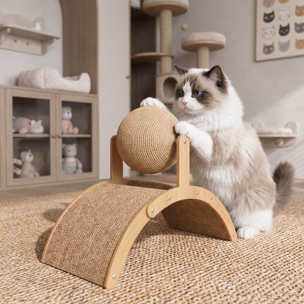 Interactive Ferris Wheel Cat Scratcher with Spinning Jute Ball