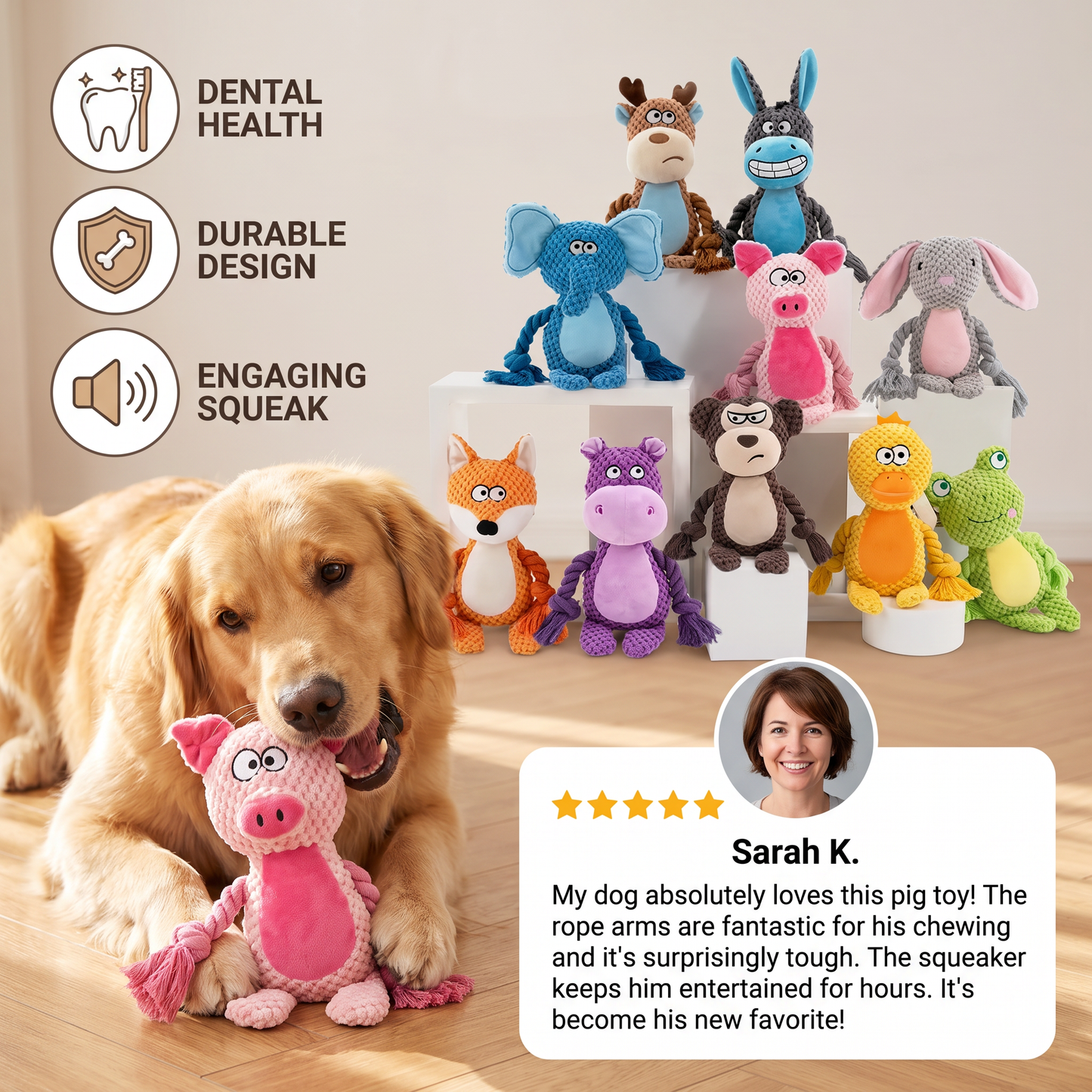 Cotton Rope Plush Dental Squeaky Dog Toy