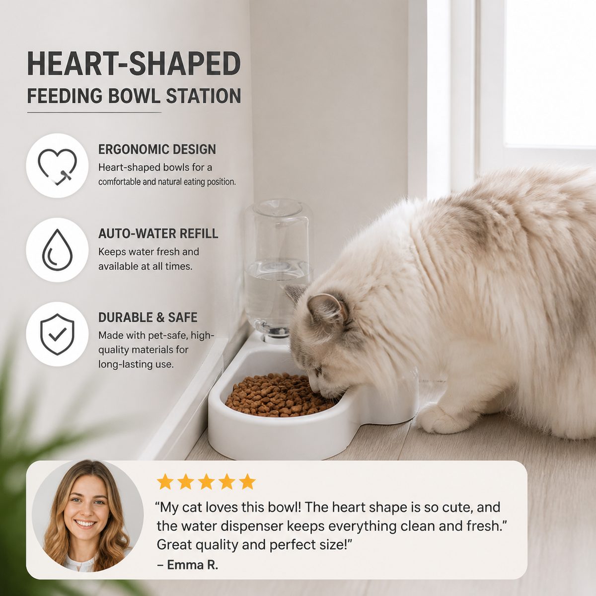 Heart-Shaped Feeding Bowl Station