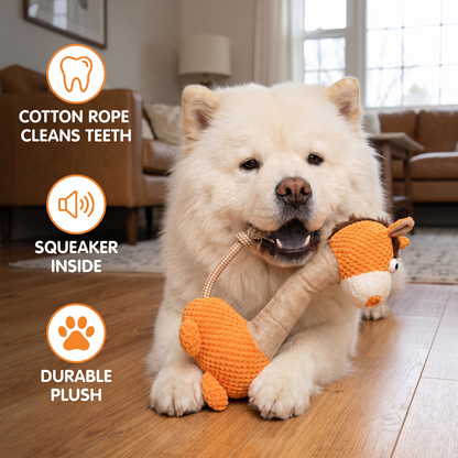 Durable Cotton Rope Teeth Cleaning Plush Dog Toy with Squeaker