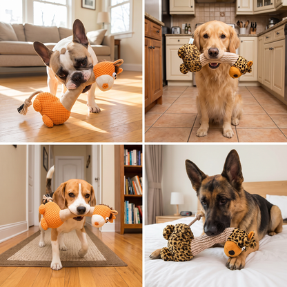 Durable Cotton Rope Teeth Cleaning Plush Dog Toy with Squeaker