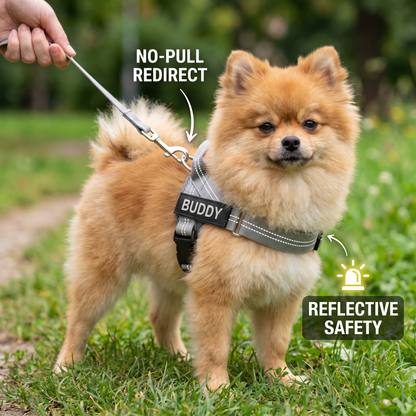 Personalized Reflective No-Pull Dog Harness with Custom Name Patch