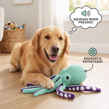 Large Octopus Plush Squeaky Dog Toy