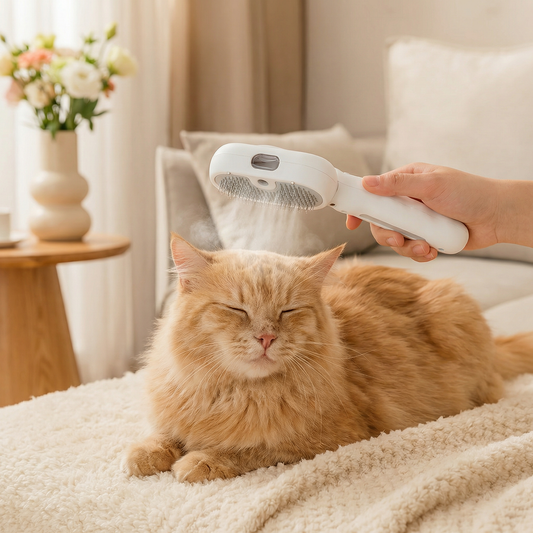 Premium pet brush with steam function