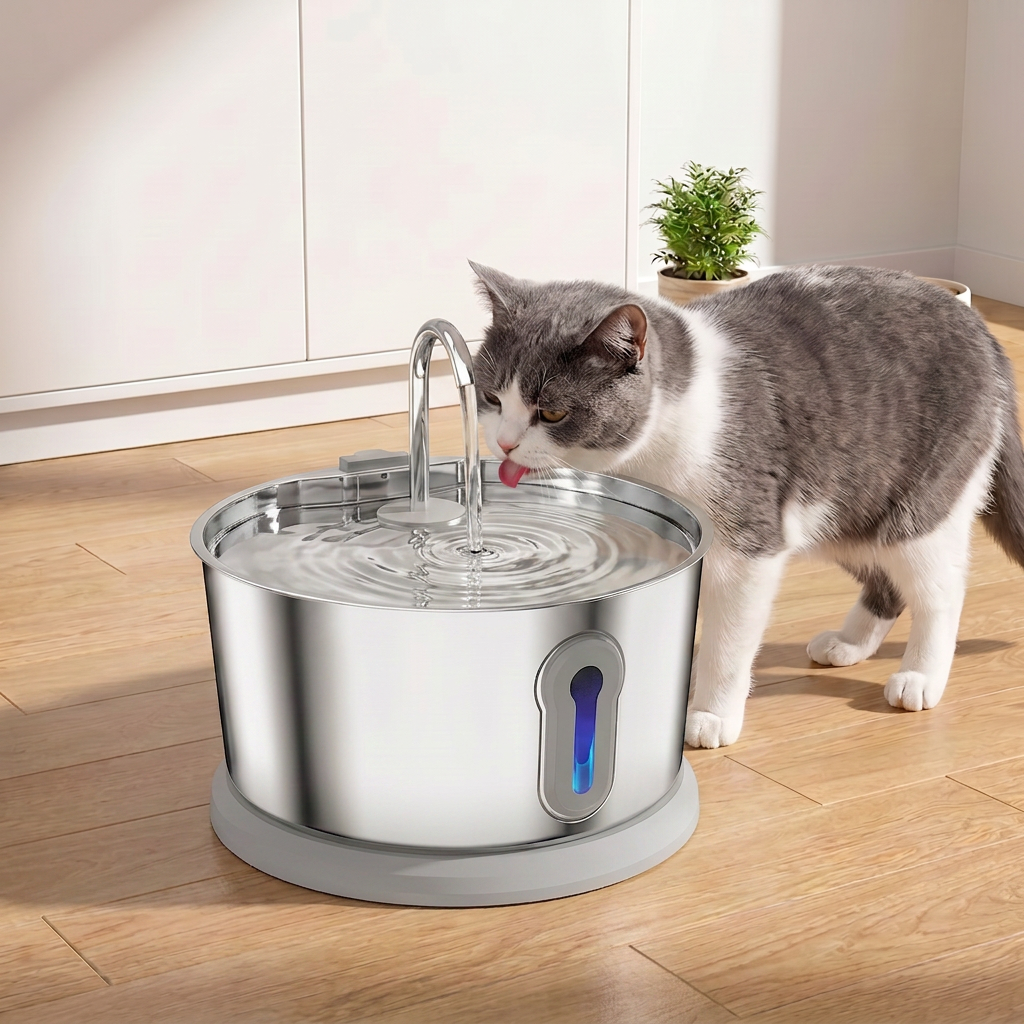 Smart Antibacterial Stainless Steel Pet Water Fountain – 4L Ultra-Quiet for Improved Pet Hydration & Health