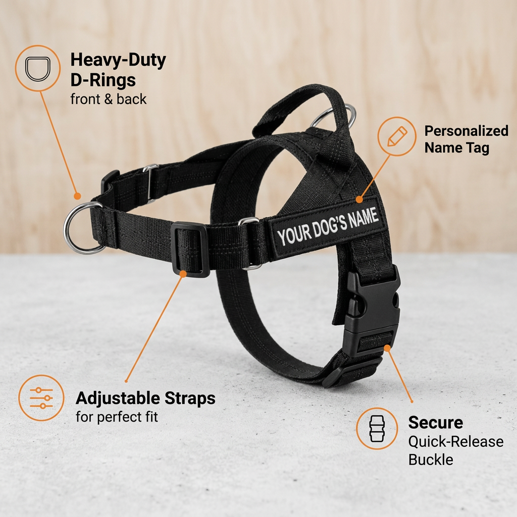 Personalized Reflective No-Pull Dog Harness with Custom Name Patch