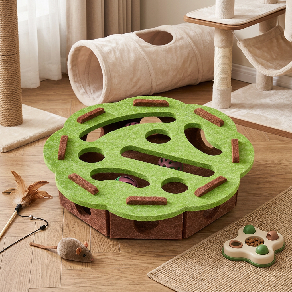Interactive Cat Puzzle Felt Box Toy