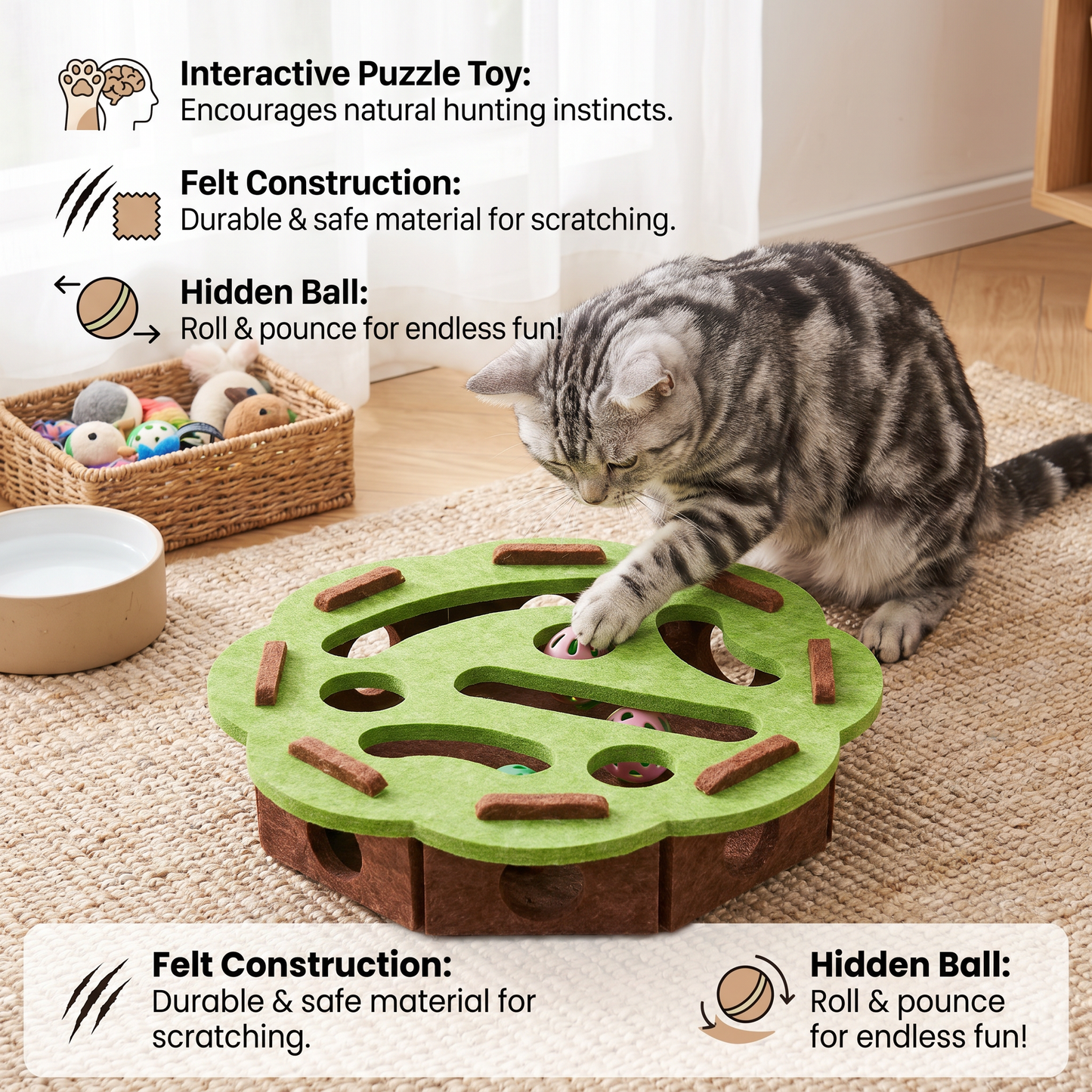 Interactive Cat Puzzle Felt Box Toy