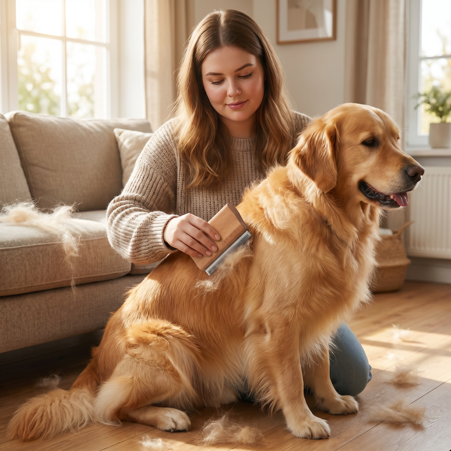 2-in-1 Pet Grooming & Hair Removal Comb for Fur, Furniture & Fabrics
