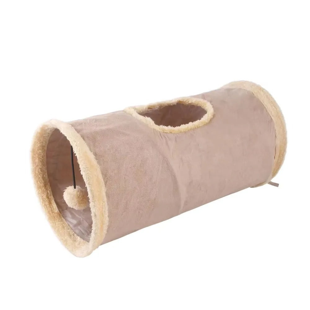 Collapsible Winter Suede Cat Tunnel