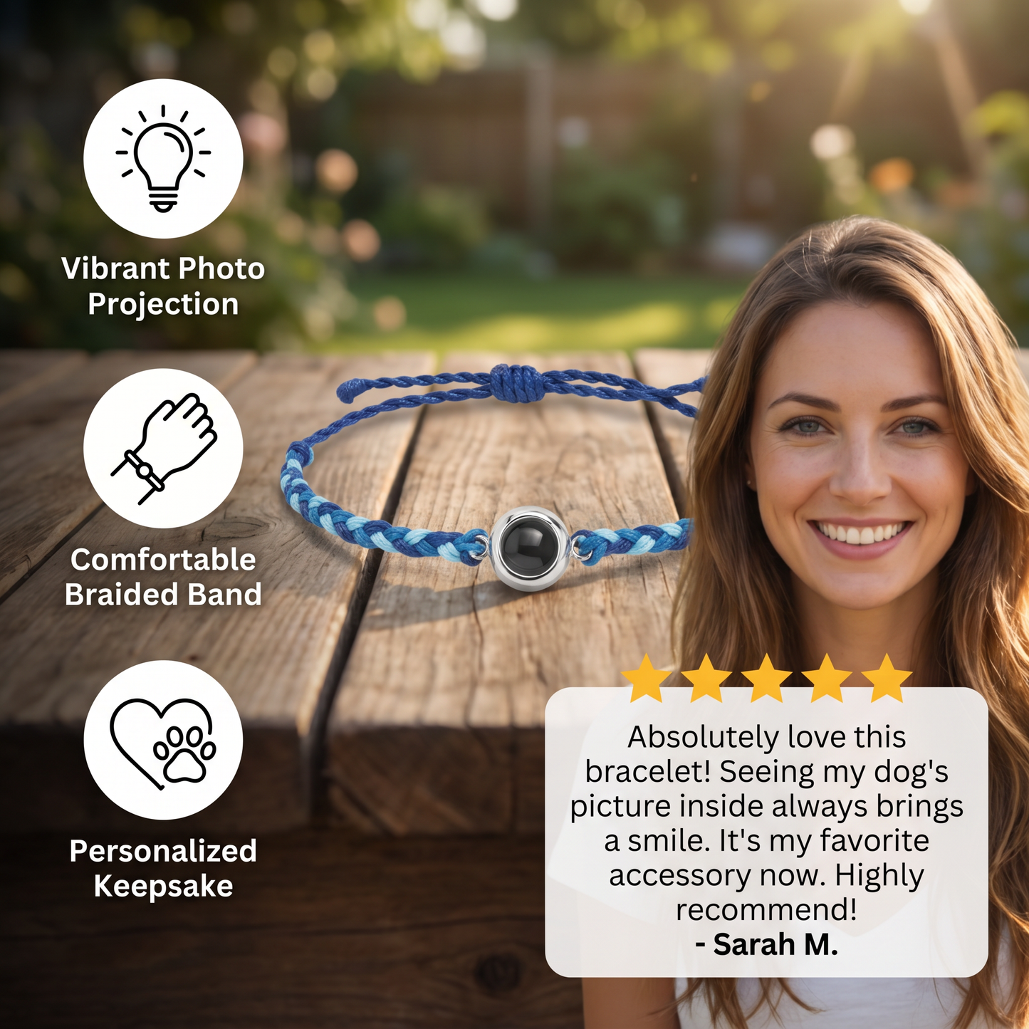 Personalized Pet Photo Projection Keepsake Bracelet