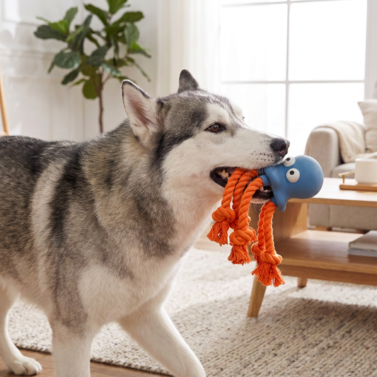 Durable Floating Dental Latex & Rope Dog Toy