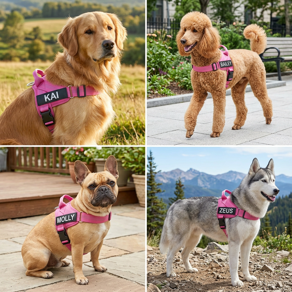 Personalized Reflective No-Pull Dog Harness with Custom Name Patch