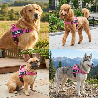 Personalized Reflective No-Pull Dog Harness with Custom Name Patch