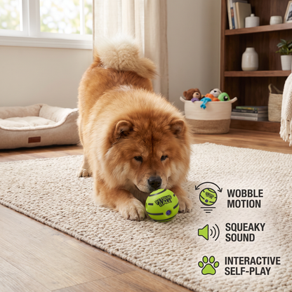 Interactive Squeaky Wobble Dog Ball – Durable Self-Play Toy