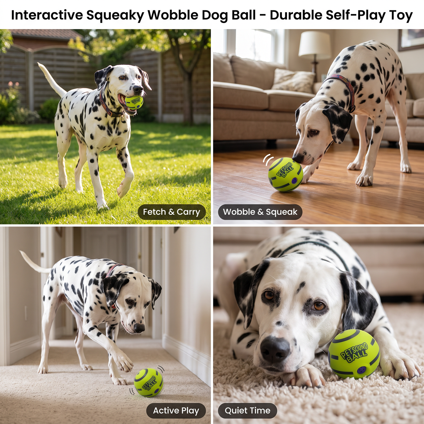 Interactive Squeaky Wobble Dog Ball – Durable Self-Play Toy