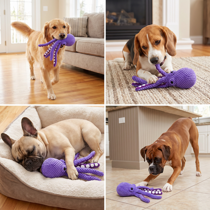 Large Octopus Plush Squeaky Dog Toy