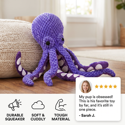 Large Octopus Plush Squeaky Dog Toy
