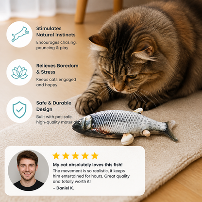 WiggleFins Set of 4 Moving Fish Toys for Cats