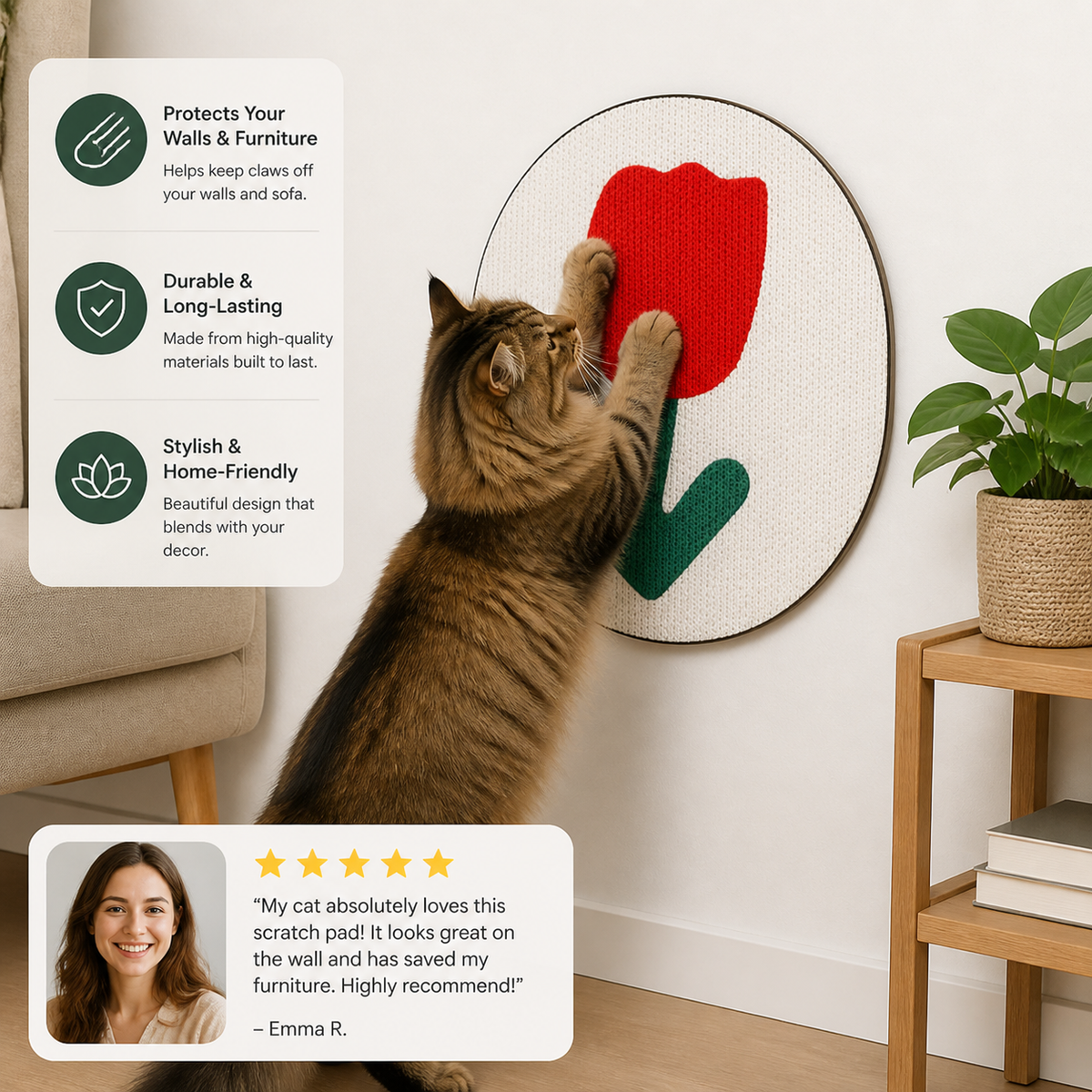 Cat wall scratching board